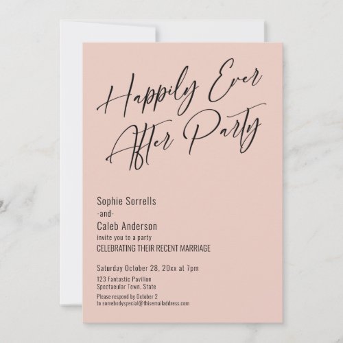Happily Ever After Party Modern Elegant Blush Pink Invitation