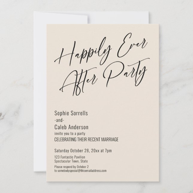Happily Ever After Party Modern Elegant Cream Invitation (Front)
