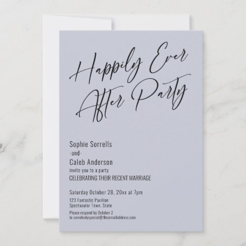 Happily Ever After Party Modern Elegant Dusty Blue Invitation