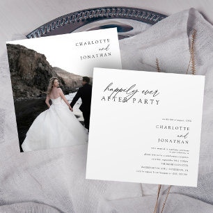 Happily Ever After Party Modern Elopement Wedding Invitation