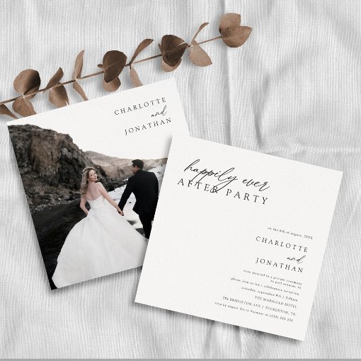 Happily Ever After Party Modern Elopement Wedding Invitation | Zazzle