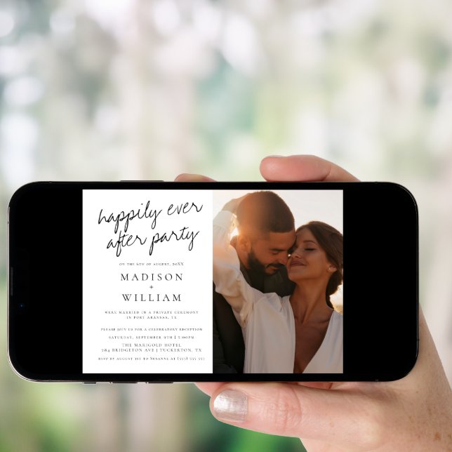 Happily Ever After Party Modern Photo Wedding Invitation (Front Digital)