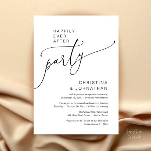 Happily Ever After Party, Modern Reception Dinner Invitation