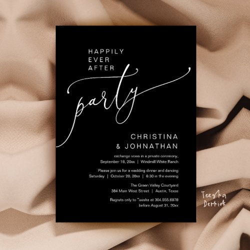 Happily Ever After Party, Modern Reception Dinner Invitation