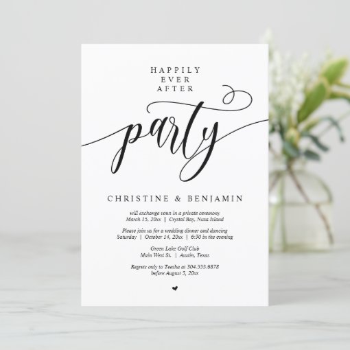 Happily Ever After Party, Modern Script Invitation | Zazzle