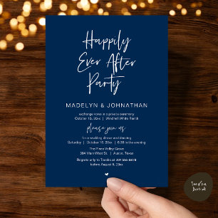 Happily Ever After Party, Modern Wedding Dinner Invitation