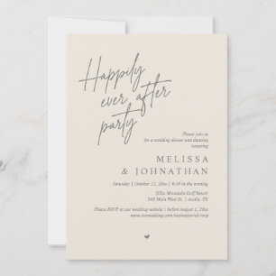 Happily Ever After Party, Modern Wedding Dinner Invitation