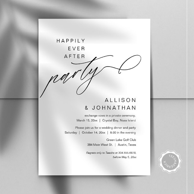 Happily Ever After Party, Modern Wedding Elopement Invitation (Happily Ever After Party, Modern Minimalist Wedding Elopement Invitation, Instant Digital Download)