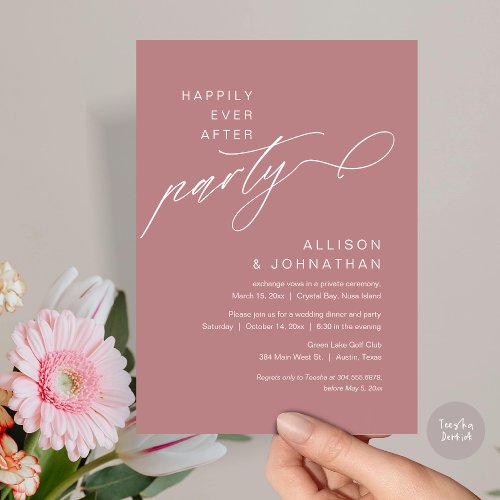 Happily Ever After Party Modern Wedding Elopement Invitation