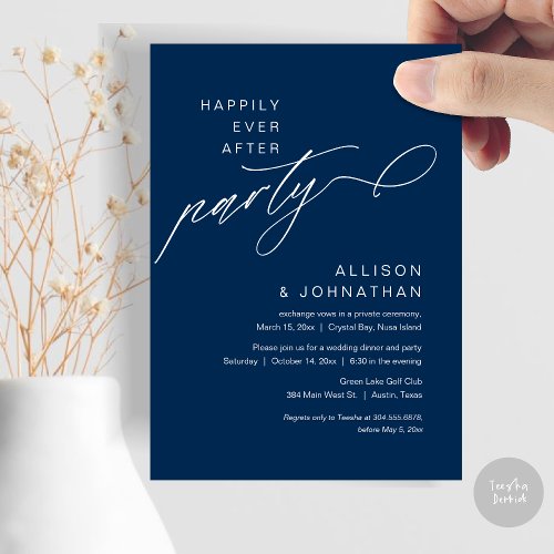 Happily Ever After Party Modern Wedding Elopement Invitation