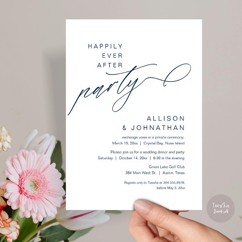 Happily Ever After Party Modern Wedding Elopement Invitation