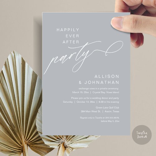 Happily Ever After Party Modern Wedding Elopement Invitation