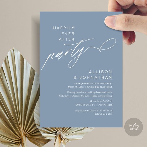 Happily Ever After Party Modern Wedding Elopement Invitation