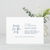 Happily Ever After Party, Navy Blue, Elopement Invitation (Standing Front)
