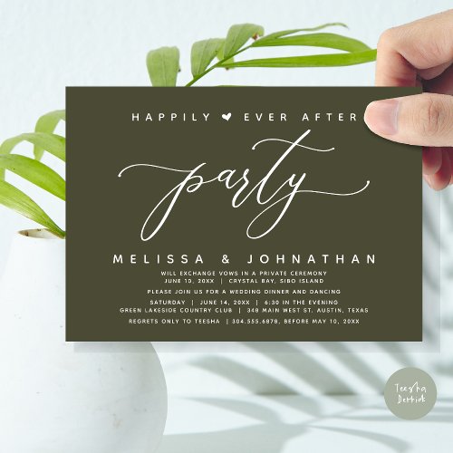 Happily Ever After Party Olive Wedding Dinner Invitation