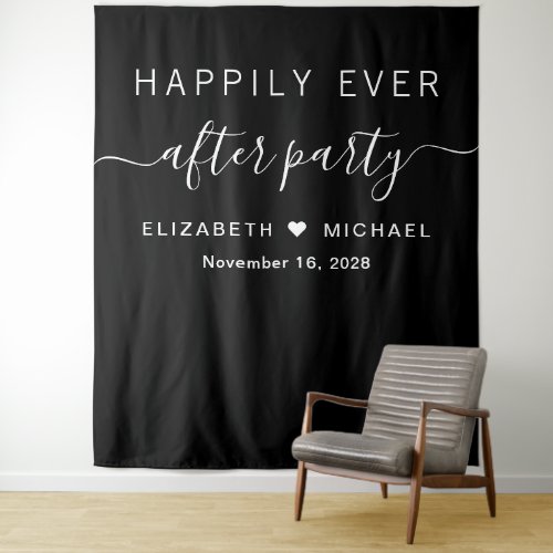 Happily Ever After Party Photo Booth Black Tapestry