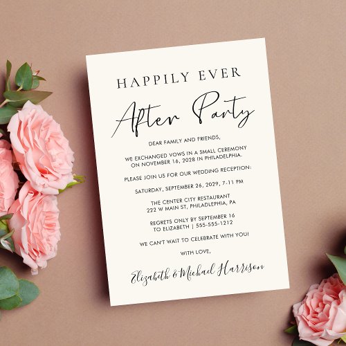 Happily Ever After Party Photo Cream Reception Announcement