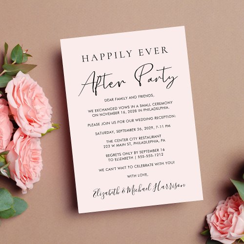 Happily Ever After Party Photo Pink Reception Announcement