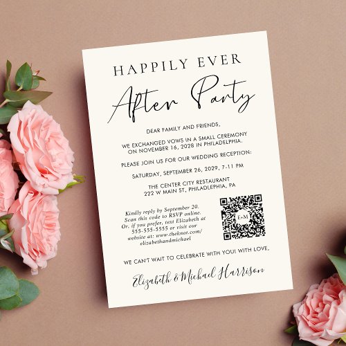 Happily Ever After Party Photo QR Code Cream Announcement