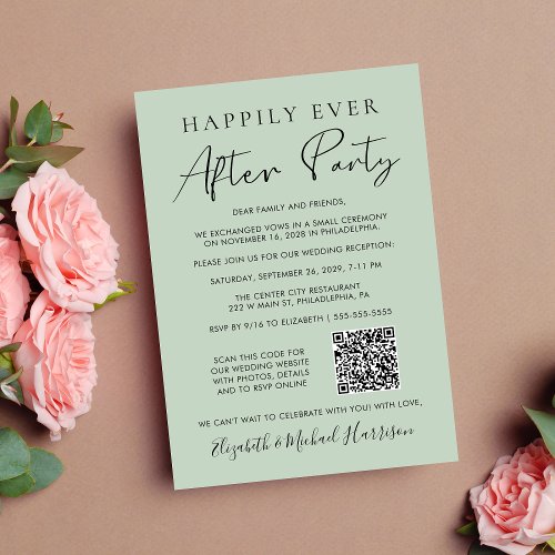 Happily Ever After Party Photo QR Code Sage Announcement