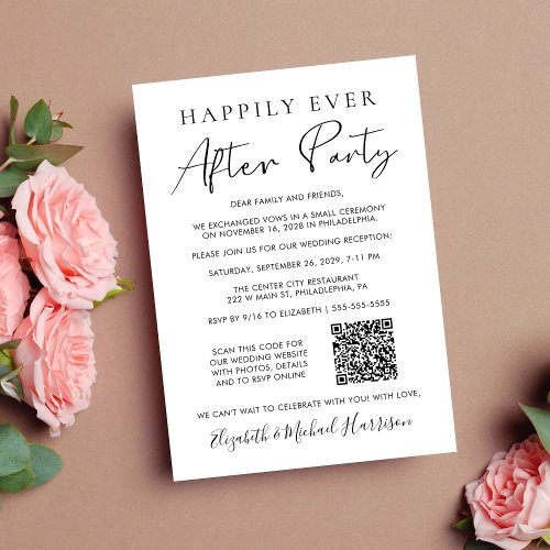 Happily Ever After Party Photo QR Code Wedding Announcement