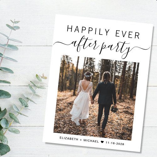 Happily Ever After Party Photo QR Code Wedding Announcement Postcard