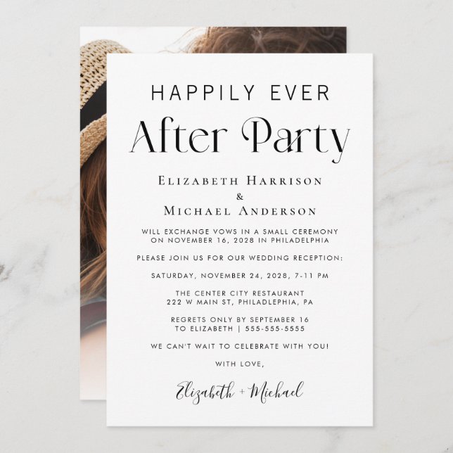 Happily Ever After Party Photo Reception Announcement (Front/Back)