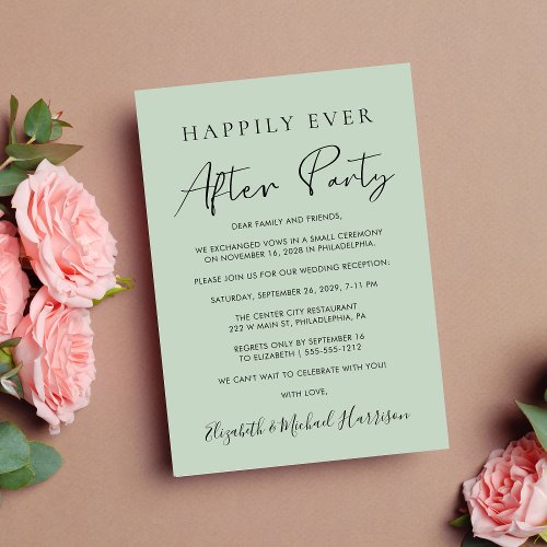 Happily Ever After Party Photo Sage Wedding Announcement