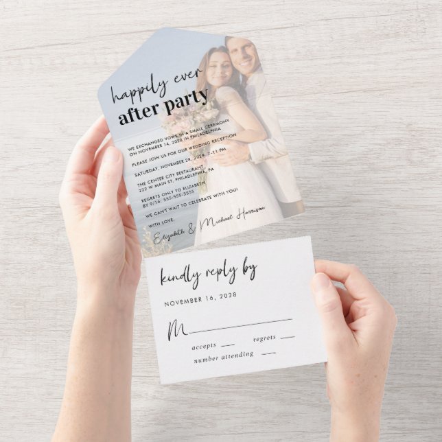 Happily Ever After Party Photo Wedding All In One Invitation (Tearaway)