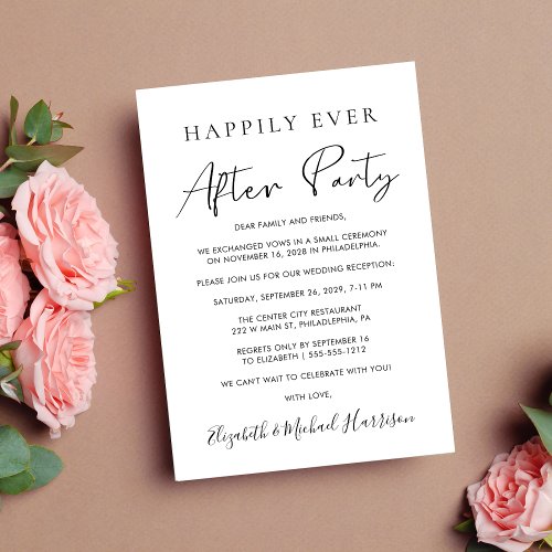 Happily Ever After Party Photo Wedding Announcement