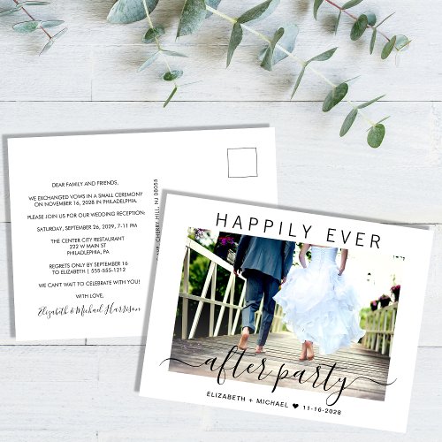 Happily Ever After Party Photo Wedding Announcement Postcard