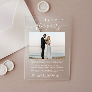 Happily Ever After Party Photo Wedding Reception Acrylic Invitations