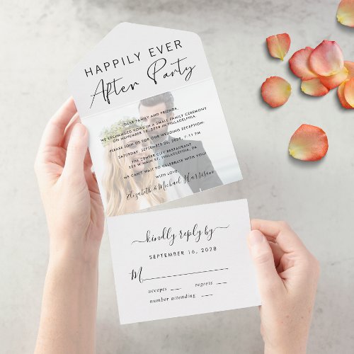 Happily Ever After Party Photo Wedding Reception All In One Invitation