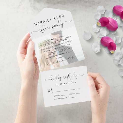 Happily Ever After Party Photo Wedding Reception All In One Invitation