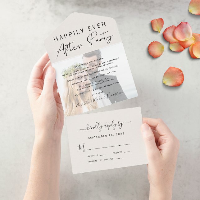 Happily Ever After Party Photo Wedding Reception All In One Invitation (Creator Uploaded)