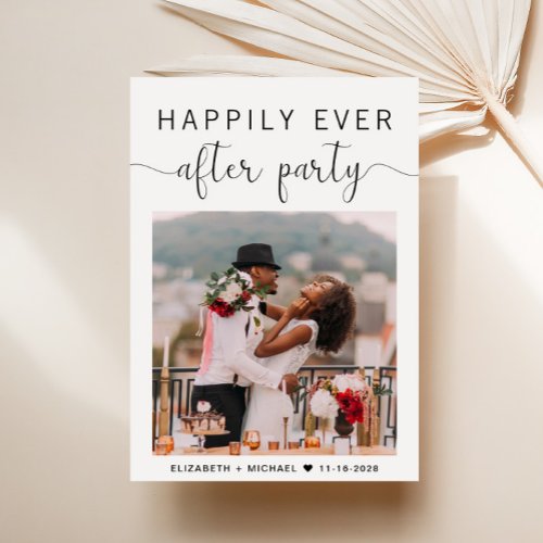 Happily Ever After Party Photo Wedding Reception Announcement