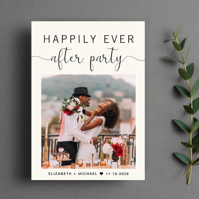 Happily Ever After Party Photo Wedding Reception Announcement (Creator Uploaded)