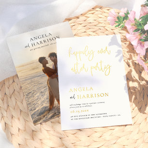 Happily Ever After Party Photo Wedding Reception Foil Invitation