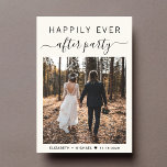 Happily Ever After Party Photo Wedding Reception Invitation<br><div class="desc">Elegant cream elopement or small wedding announcement and reception invitation featuring your photo and "Happily Ever After Party" in a mix of simple typography and a chic script with swashes. On the back,  personalize your message and add party or reception invitation details and your names in a signature-like script.</div>