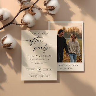 Happily Ever After Party Photo Wedding Reception Invitation
