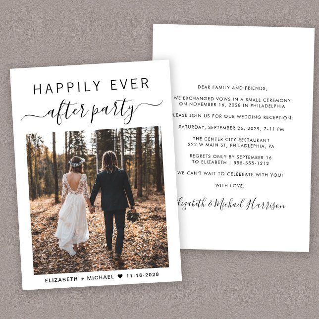 Happily Ever After Party Photo Wedding Reception Invitation (Creator Uploaded)