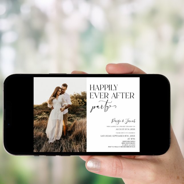 Happily Ever After Party Picture Wedding Reception Invitation (Front Digital)