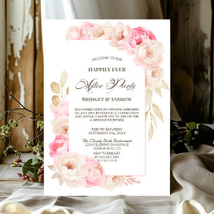 Happily Ever After Party Pink Floral Reception Invitation