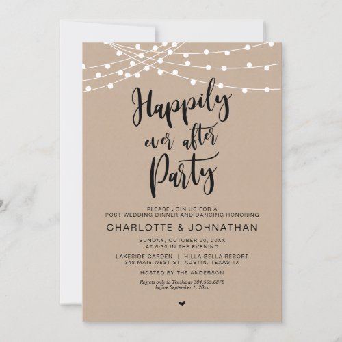 Happily Ever After Party Post Wedding Elopement  Invitation