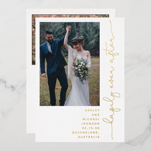 Happily Ever After Party Reception Only 2 Photo Foil Invitation (Front/Back)