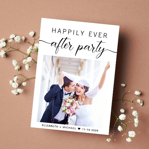 Happily Ever After Party Reception Photo Wedding Announcement