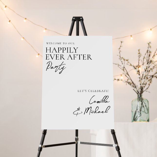 Happily Ever After Party Reception Wedding Sign  (In Situ (Stand))