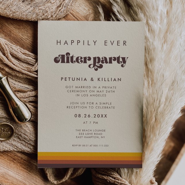 Happily Ever After Party Retro 60s Vintage Invitation (Creator Uploaded)
