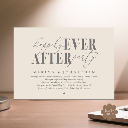 Happily Ever After Party Romance Wedding Reception Invitation