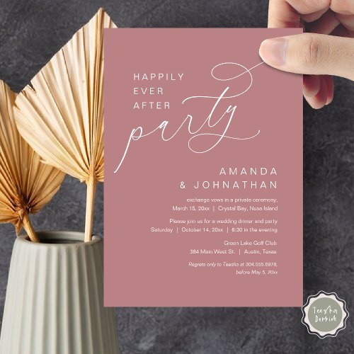 Happily Ever After Party Romantic Wedding Invitation